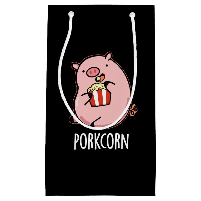 Porkcorn Funny Popcorn Pun Dark BG Small Gift Bag (Front)