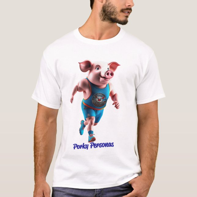 Porky Personas funny Pig characters. Athlete T-Shirt (Front)