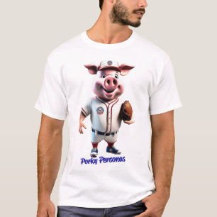 Porky Personas funny Pig characters. Baseball T-Shirt