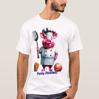 Porky Personas funny Pig characters. Chef T-Shirt