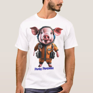 Porky Personas funny Pig characters. Pilot T-Shirt