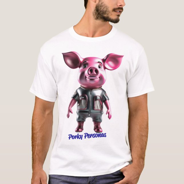 Porky Personas funny Pig characters T-Shirt (Front)