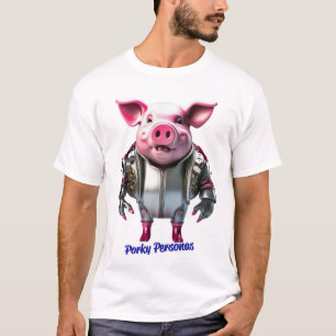 Porky Personas funny Pig characters. Terminator T-Shirt