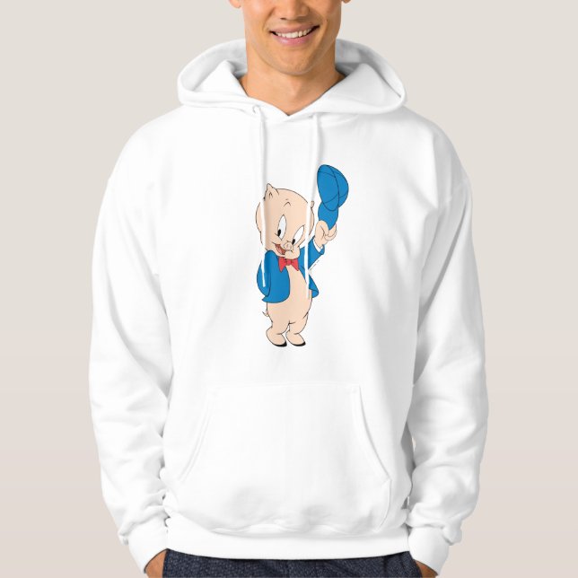 Porky Pig | Waving Hat Hoodie (Front)