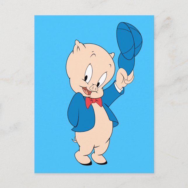 Porky Pig | Waving Hat Postcard (Front)