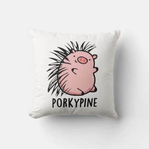 Porky-pine Funny Porcupine Pig Pun Cushion