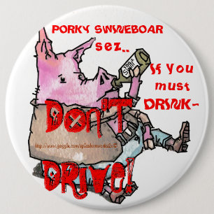 "PORKY SWINEBOAR" 6 CM ROUND BADGE