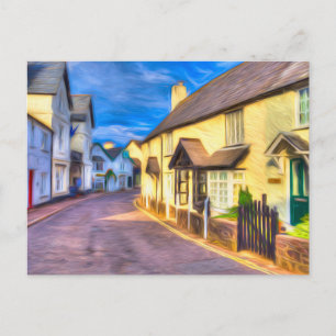 Porlock High Street Somerset Art Holiday Postcard