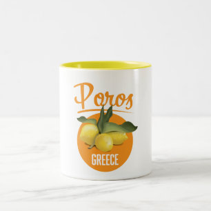 Poros Greece travel poster Art Print Two-Tone Coffee Mug