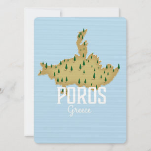 Poros Greek Map Illustrated travel poster