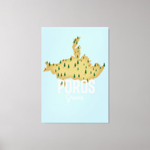 Poros Greek Map Illustrated travel poster Canvas Print