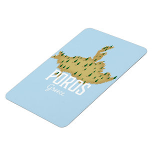 Poros Greek Map Illustrated travel poster Magnet
