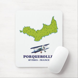 Porquerolles France island travel map. Mouse Mat