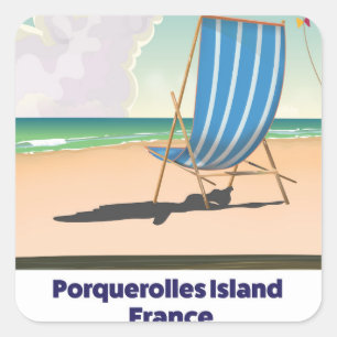 Porquerolles Island France travel poster Square Sticker