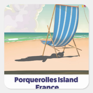 Porquerolles Island France travel poster Square Sticker