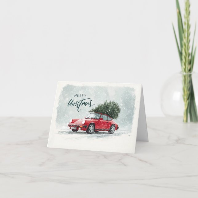 Porsche 911 Classic Merry Christmas Card (Front)