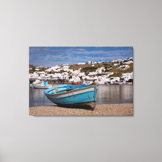 Port and harbour area with Greek fishing boats Canvas Print (Front)