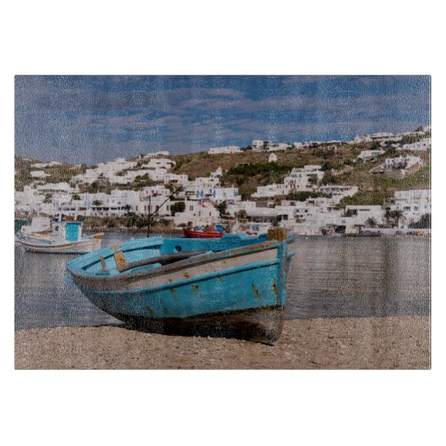 Port and harbour area with Greek fishing boats Cutting Board (Front)