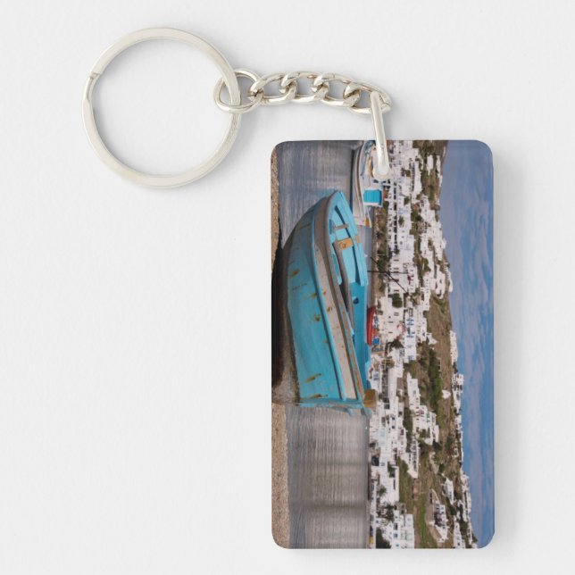 Port and harbour area with Greek fishing boats Key Ring (Front)
