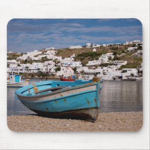 Port and harbour area with Greek fishing boats Mouse Mat