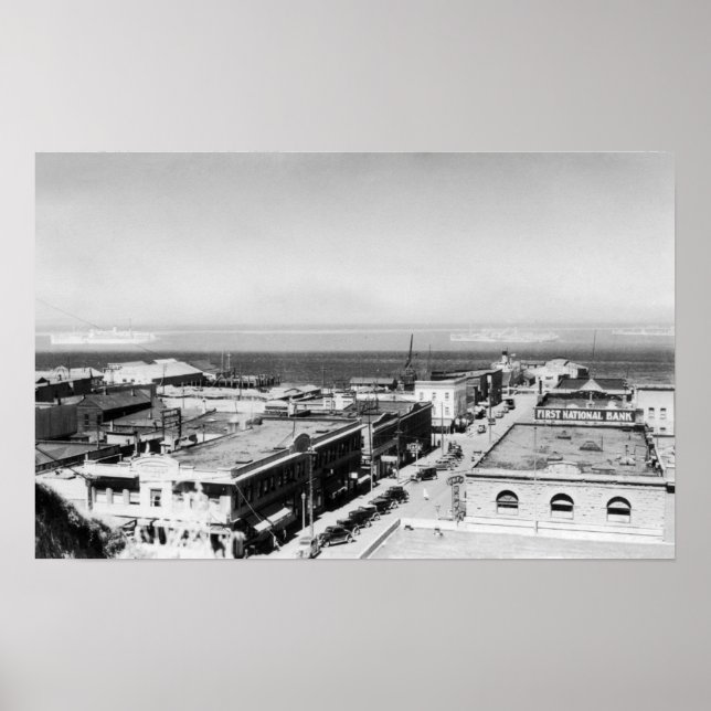 Port Angeles, WA Town View and Harbour Photograph Poster (Front)