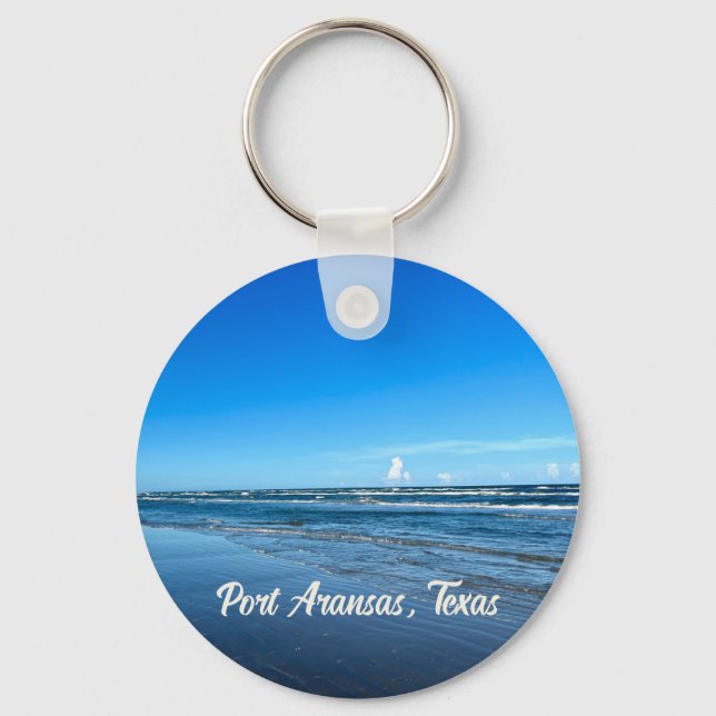 Port Aransas Texas Coast Ocean Waves Photography Key Ring (Front)
