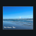 Port Aransas Texas Coast Ocean Waves Photography Postcard<br><div class="desc">Pretty Port Aransas,  Texas postcard featuring beautiful blue sky and ocean waves washing up on the seashore. Dusk on Mustang Island is the perfect time for beach photography of the coastal shore.</div>