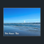 Port Aransas Texas Coast Ocean Waves Photography Postcard<br><div class="desc">Pretty Port Aransas,  Texas postcard featuring beautiful blue sky and ocean waves washing up on the seashore. Dusk on Mustang Island is the perfect time for beach photography of the coastal shore.</div>