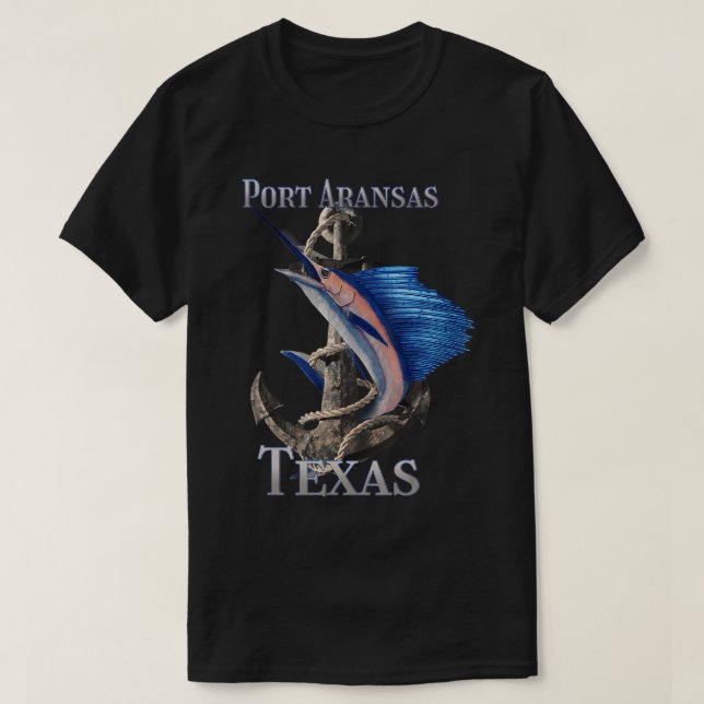 Port Aransas Texas Swordfish Marlin Ocean Fishing  T-Shirt (Design Front)