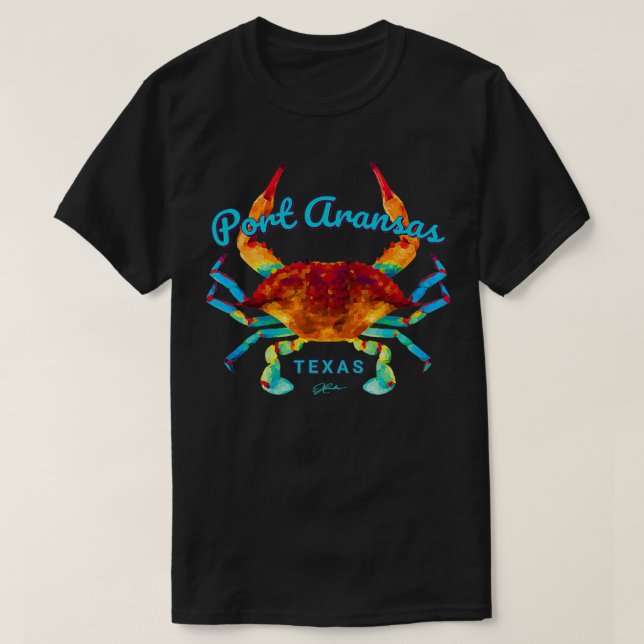 Port Aransas TX Blue  T-Shirt (Design Front)
