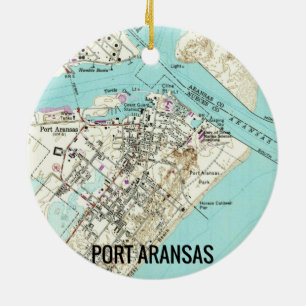 Port Aransas TX Map Ceramic Tree Decoration