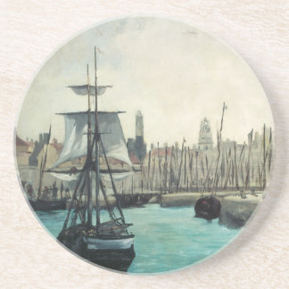 Port at Calais by Manet, Vintage Impressionism Art Coaster