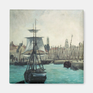Port at Calais by Manet, Vintage Impressionism Art Magnet