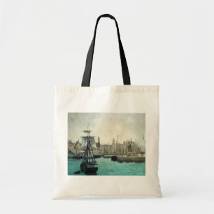 Port at Calais by Manet, Vintage Impressionism Art Tote Bag