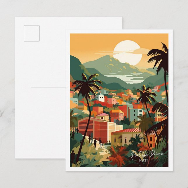Port au Prince Haiti Travel Place illustration Postcard (Front/Back)