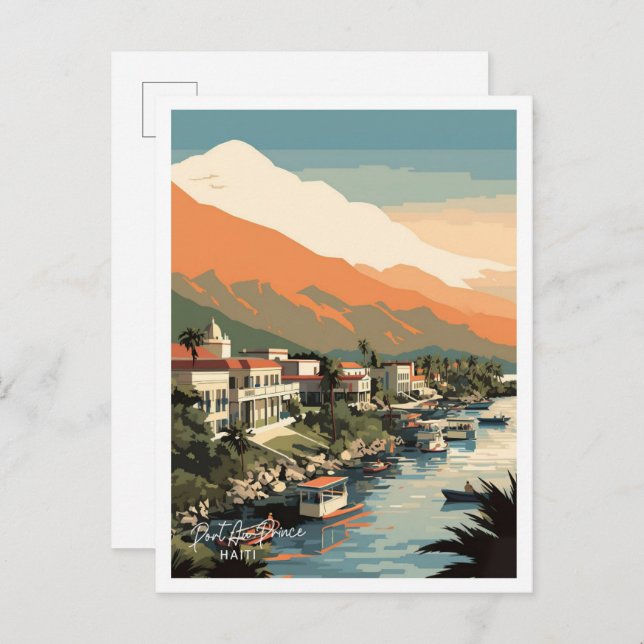 Port au Prince Haiti Travel Place illustration Postcard (Front/Back)