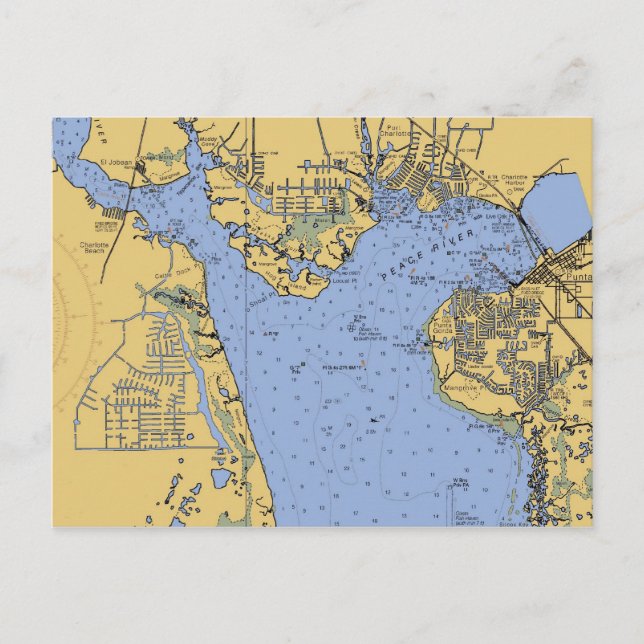 Port Charlotte, Florida Nautical Chart Postcard (Front)