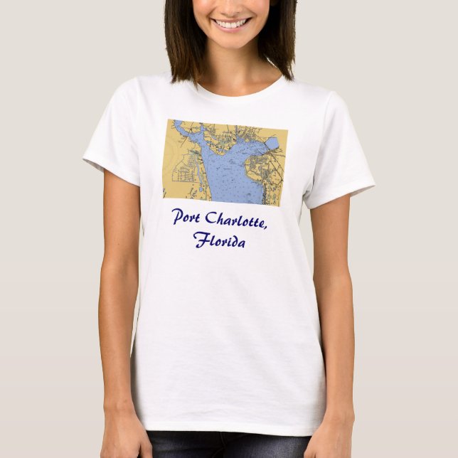 Port Charlotte, Florida Nautical Chart T-Shirt (Front)