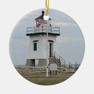 Port Clinton Lighthouse on a  Ceramic Tree Decoration