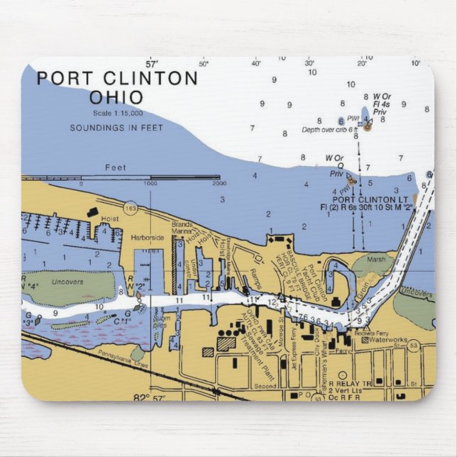 Port Clinton, OH  Erie Nautical Chart Mousepad (Front)