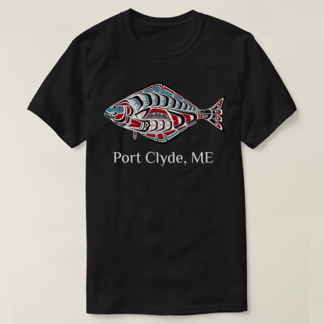 Port Clyde Maine Coast Halibut Fisherman Native Am T-Shirt (Design Front)