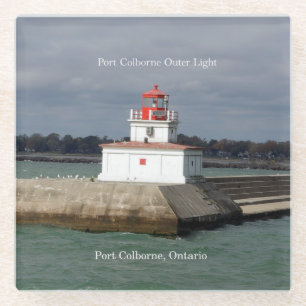 Port Colborne Outer Light glass coaster