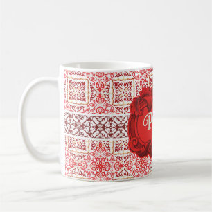 port design with red tiles coffee mug
