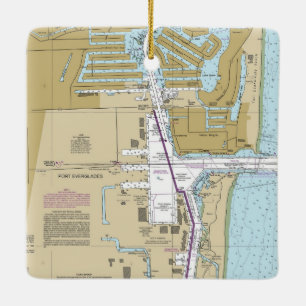 Port Everglades Florida Nautical Chart Ceramic Ornament