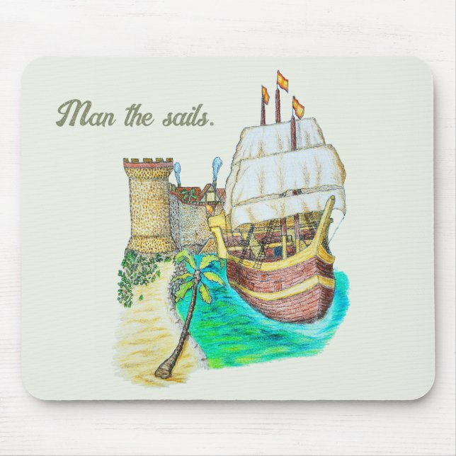 Port Galleon Mouse Mat (Front)