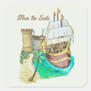 Port Galleon Square Sticker