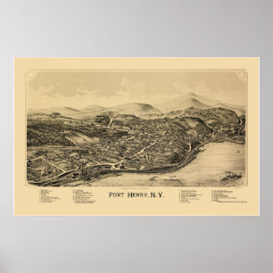 Port Henry, NY Panoramic Map - 1889 Poster