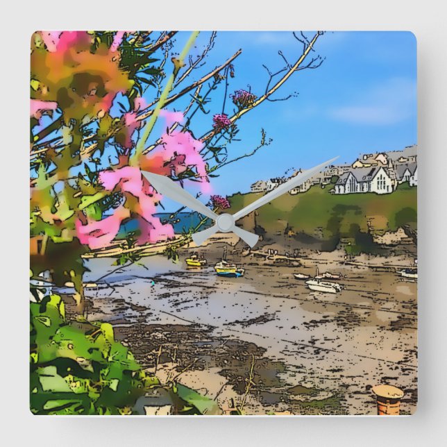 Port Isaac Cornwall Harbour Fisherman’s Friends   Square Wall Clock (Front)