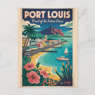 Port Louis Mauritius Retro Travel Poster Art Holiday Postcard