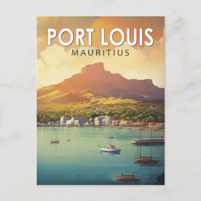 Port Louis Mauritius Travel Art Vintage Postcard (Front)